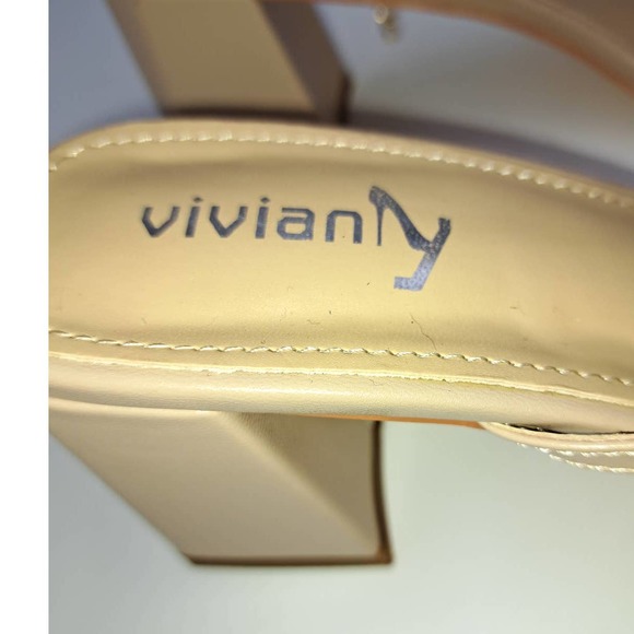 Vivian NY Women Taupe Low Block Heels Adjustable Silvertone/Goldtone Chains 10 - Picture 7 of 7